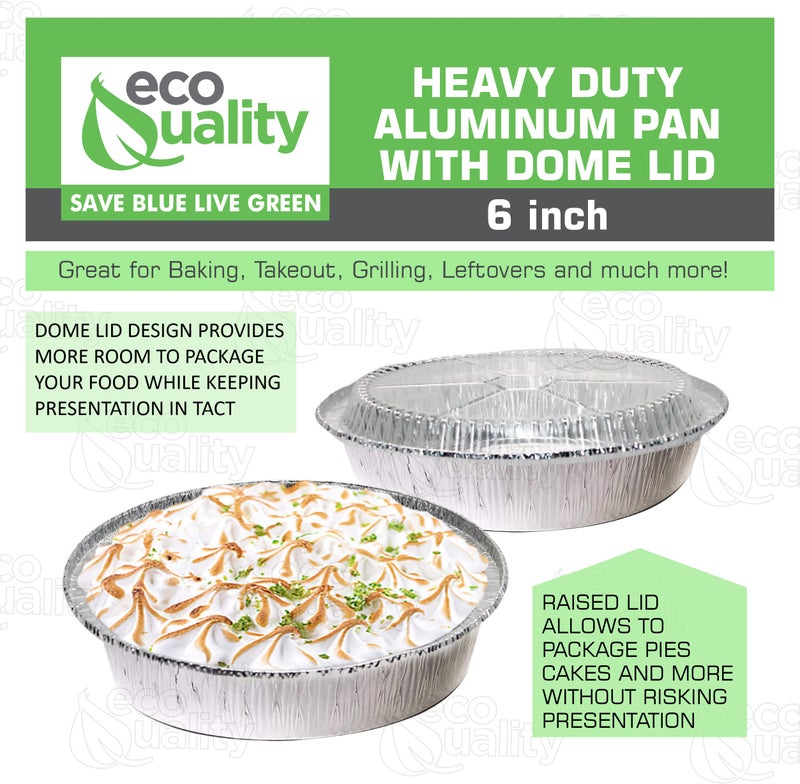 EcoQuality [50 Pack - 6 Inch Disposable Round Aluminum Foil Take-Out Pans with Plastic Lids Set - Disposable Tin Containers, Perfect for Baking, Cooking, Catering, Cake Pans, Parties, Restaurants - Image 5